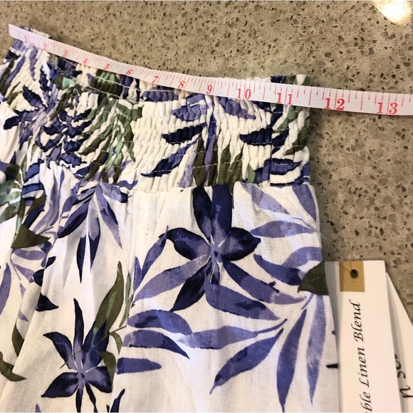 Land ‘n sea Linen Blend Pants Wide Leg Front Slit Leaf All Over Print Size S - Picture 9 of 16